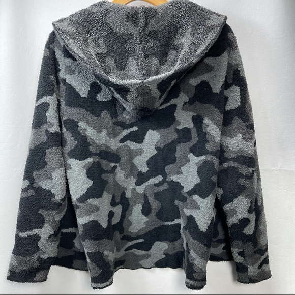 Barefoot Dreams Cozy Chic* Men's Grey Carbon Multi Camo Zip Up Hoodie New Medium - Picture 6 of 8